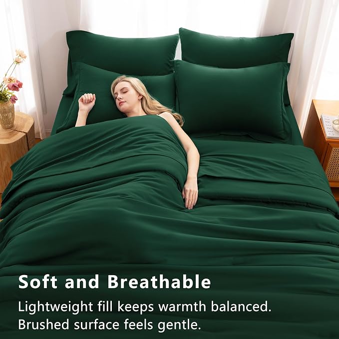 CozyLux Queen Comforter Set Emerald Green, 7 Pieces Bed in a Bag Queen - Image 5