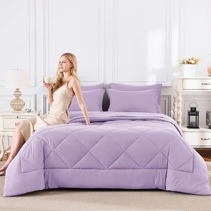 CozyLux Full Size Comforter Sets Light Purple - Image 7