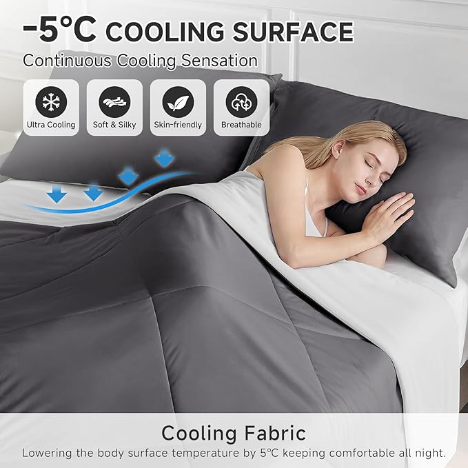 HOMFINE Cooling Comforter Japanese Double-Sided Cold Tech Fabric Cooling Blanket - Image 2