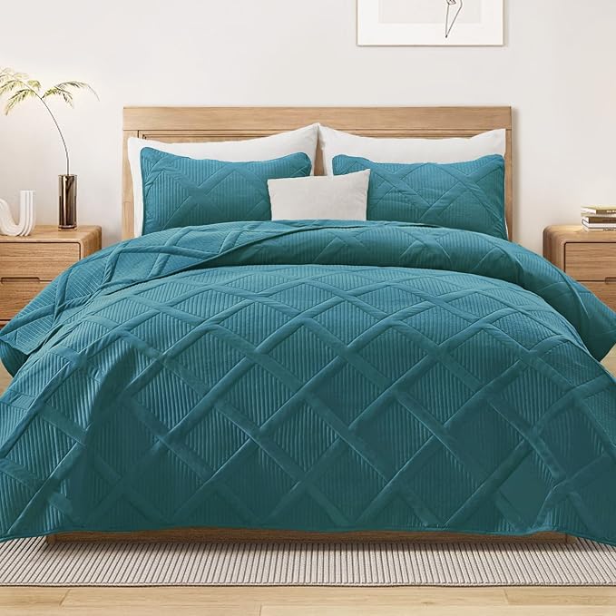Exclusivo Mezcla King Quilt Set- Teal Quilts Bedding Set by ExclusivoMezcla