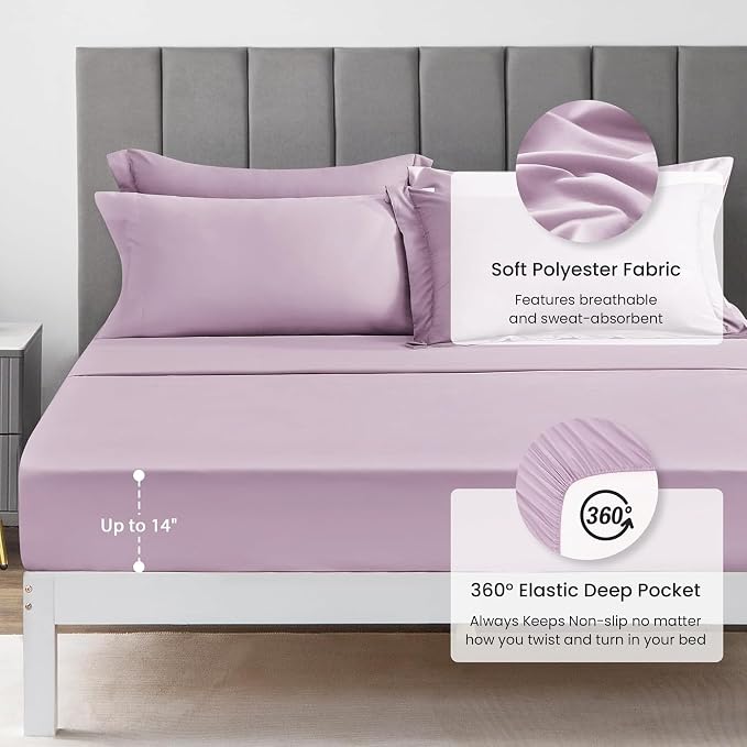 Love's cabin Twin XL Comforter Set Light Purple, 5 Pieces Twin XL Bed in a Bag - Image 4
