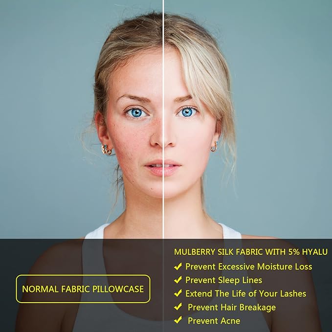 Silk Pillowcase 2 Pack, Natural Mulberry Silk Pillow Case, Anti Acne Silk - Image 4