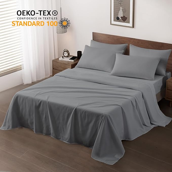 Maple&Stone Twin Flat Sheet 6 Pack, Premium Soft & Breathable, Brushed - Image 2