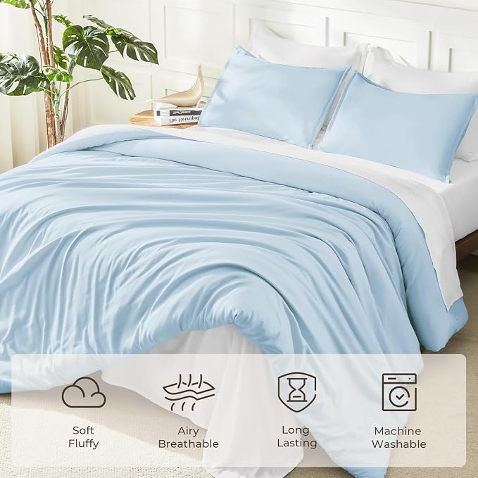 Litanika Twin XL Comforter Set Light Blue, 2 Pieces Extra Long Dorm Bedding Sets - Image 3