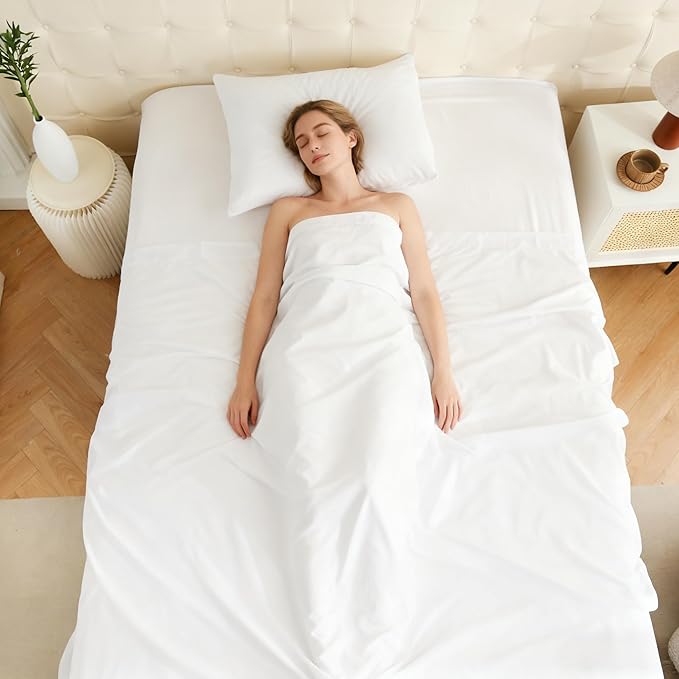 Twin Flat Sheet Only, 1 Pack White Top Bed Sheets, Soft Breathable Brushed - Image 6