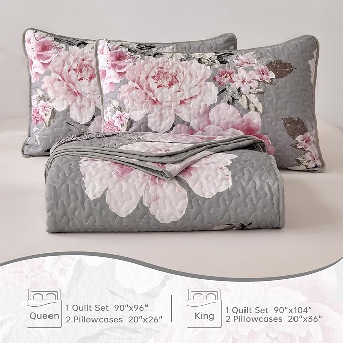 WONGS BEDDING Floral Quilt Set Queen - Image 7