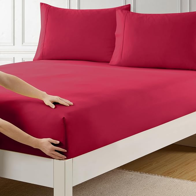 Twin Fitted Sheet Only with Full Elastic & Built in Corner Sheet Straps to by SweetHomeCollection