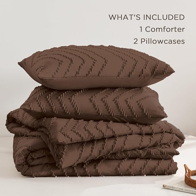 Andency Brown Comforter Set Full Size, Boho Soft Warm Tufted Bedding Comforter - Image 6