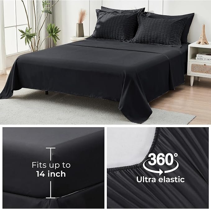 HYMOKEGE Black King Size Comforter Set Seersucker 7 Pieces, All Season Luxury - Image 7