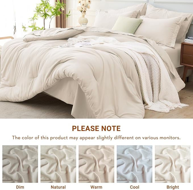 MUXHOMO 7 Pieces King Comforter Set, Soft Bed in a Bag King Size, All Season - Image 7