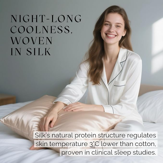 Ravmix Silk Pillow Cases with Zipper, 21 Momme Mulberry Silk Pillowcase - Image 4