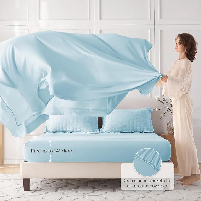 MUXHOMO 5 Pieces Twin XL Comforter Set, Seersucker Bed in a Bag Twin XL Size - Image 3
