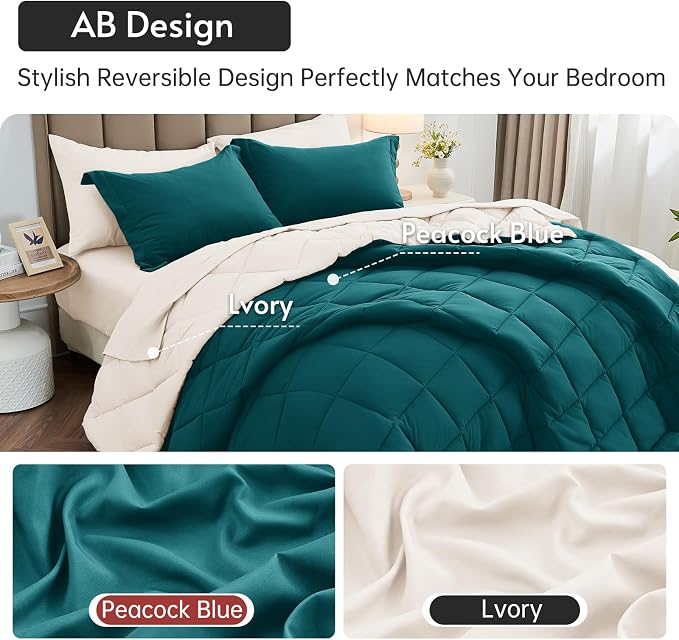 MUXHOMO 5 Pieces Twin XL Comforter Set, Reversible Bed in a Bag Twin XL Size - Image 3