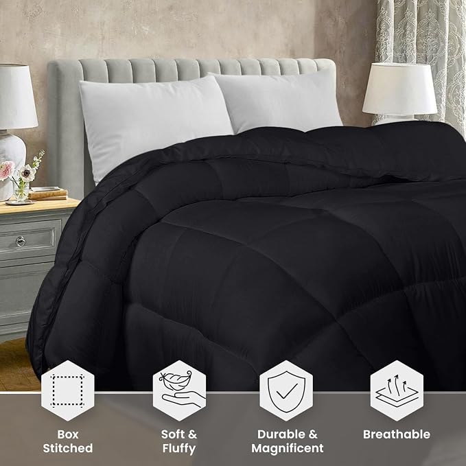 Utopia Bedding King Comforter Duvet Insert, Quilted Black Comforter - Image 3