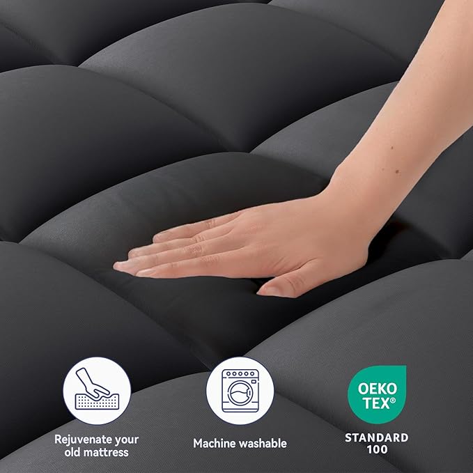 ELEMUSE Twin Black Mattress Topper - Image 3
