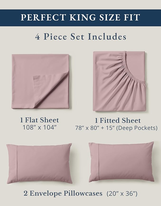 LANE LINEN 100% Organic Cotton King Size Bed Sheets, Sustainably Produced Okeo - Image 4