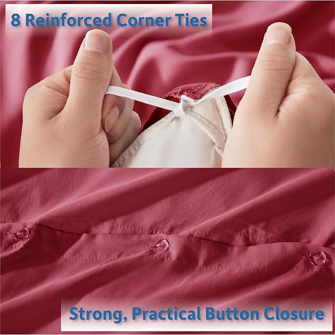 Nestl Burgundy Red Duvet Cover Queen Size - Image 4