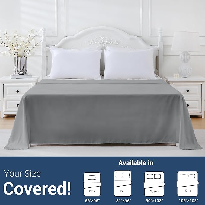 Full Flat Sheet Only, 1 Pack Top Bed Sheets, Soft Breathable Brushed Microfiber - Image 5