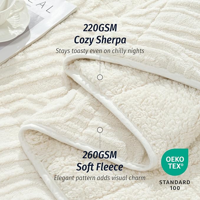 Wemore Jacquard Fleece Weighted Blanket Twin Size 48" x 72" 12lbs, Ultra Soft - Image 3