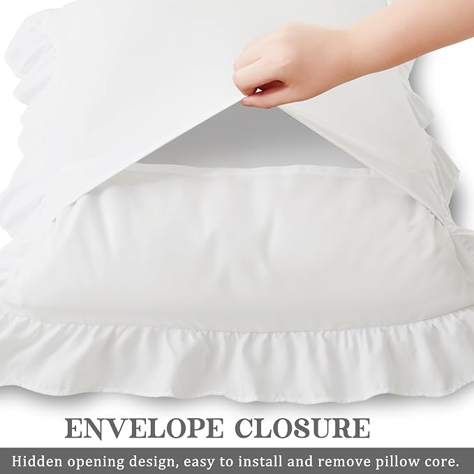 KKJIAF Ruffle Pillow Cases King Size Set of 2, Ruffled Pillow Covers - Image 5
