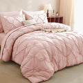 CozyLux Full Size Comforter Sets Peach Pink, 7 Pieces Pintuck Bed in A Bag Pink by CozyLux