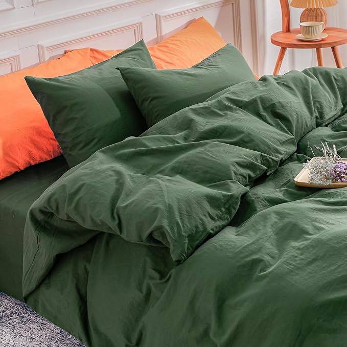 NEXHOME PRO Duvet Cover Set Oversized Queen 98"x98" Linen Look Textured Organic by NEXHOMEPRO