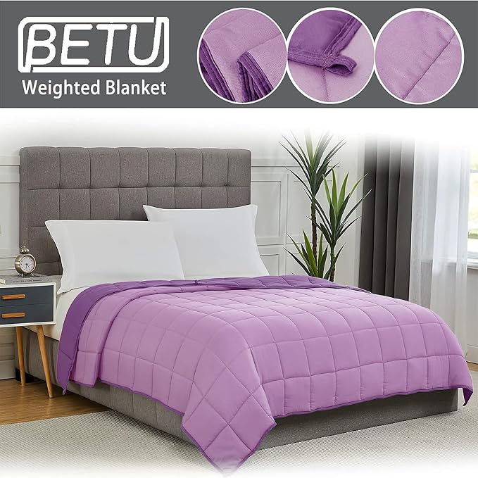 Purple Weighted Blanket for Adults 20lbs, Twin Full Size Cooling Heavy Throw - Image 3