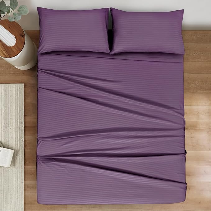 Mejoroom Striped Full Size Sheets – Extra Soft Full Size Bed Sheets - Image 2