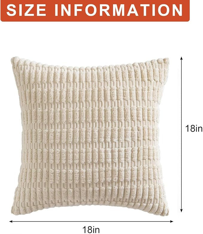 Aegero Pack of 2 Corduroy Decorative Throw Pillow Covers 18x18 Inch Soft - Image 7