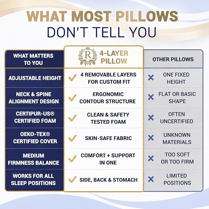 Cervical Memory Foam Pillow – 4-Layer Adjustable King Size Contour Design - Image 8