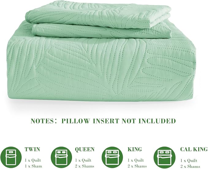 Exclusivo Mezcla King Size Quilt Bedding Set, Lightweight Sage Green Quilts - Image 6