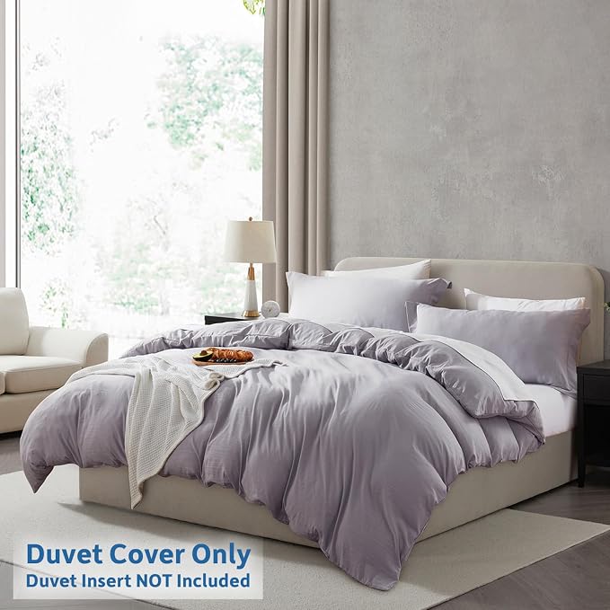 Nestl Grey Lavender California King Duvet Cover Sets - Image 2