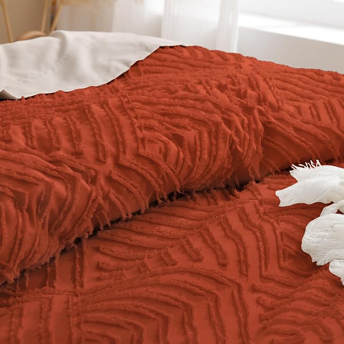 Andency Burnt Orange Oversized King Comforter 120"x98", 3 Pieces Terracotta - Image 5