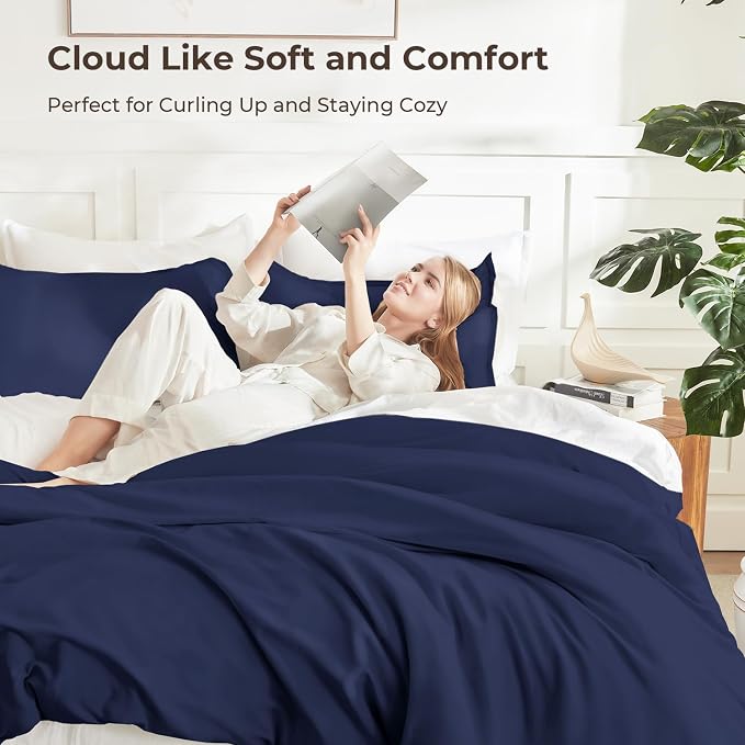 Litanika Comforters Navy Blue Super King Size, 3 Pieces Lightweight Solid - Image 2