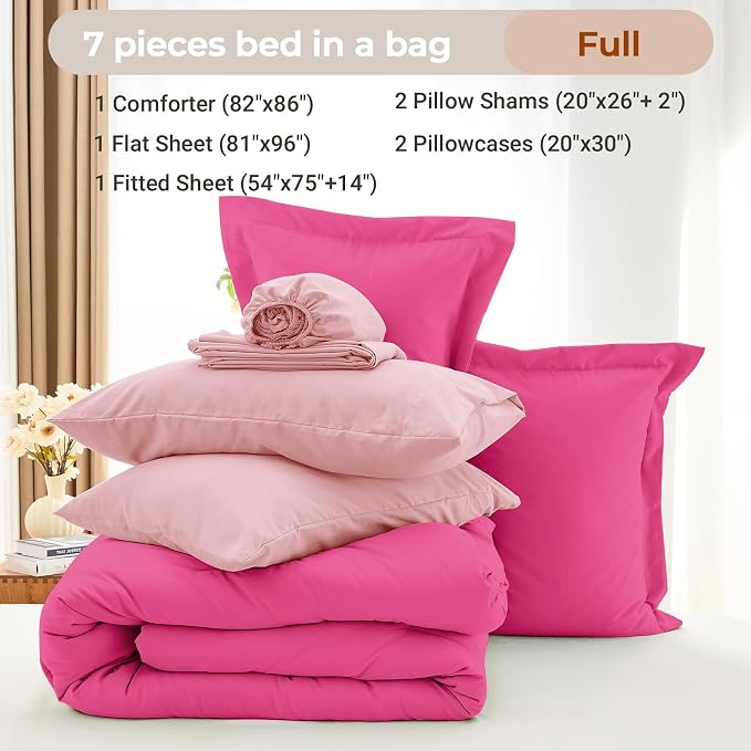 MUXHOMO 7 Pieces Full Comforter Set, Soft Bed in a Bag Full Size, All Season - Image 4