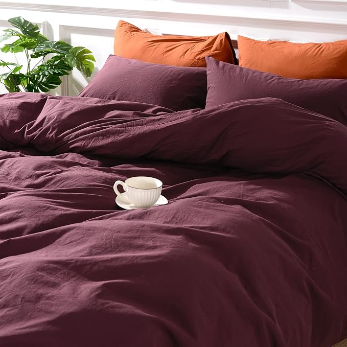 NEXHOME PRO Duvet Cover Set 100% Washed Cotton California Kingn 104"x98" - Image 9