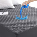 GRT King Size Grey Quilted Fitted Mattress Pad, 100% Waterproof Breathable by GRT