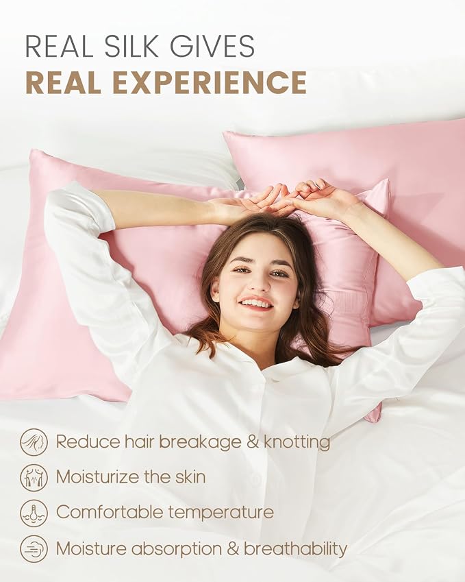 THXSILK Mulberry Silk Pillowcase Hypoallergenic Zipper Pillow Case - Image 3