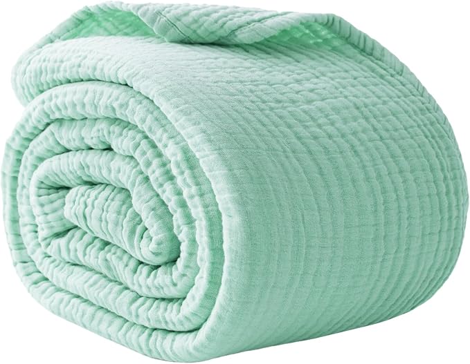 100% Cotton Muslin Blanket King 108" x 90", Breathable and Lightweight Cotton by Kozyhvn