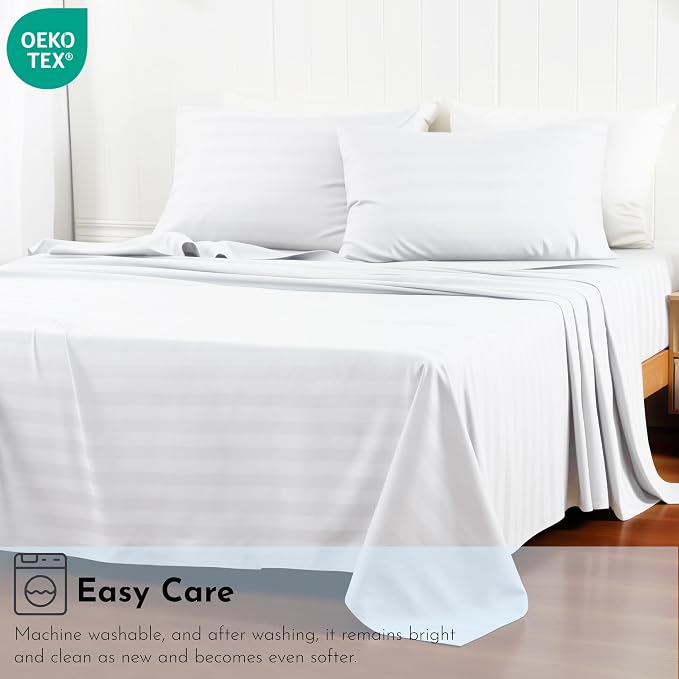 Cotton Flat Sheets Only, 600 TC 100% Cotton Flat Sheet Top Sheet Only, Twin - Image 8