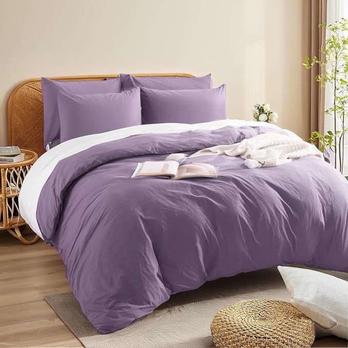 NEXHOME PRO Full Duvet Cover Set, 100% Washed Cotton - Image 2