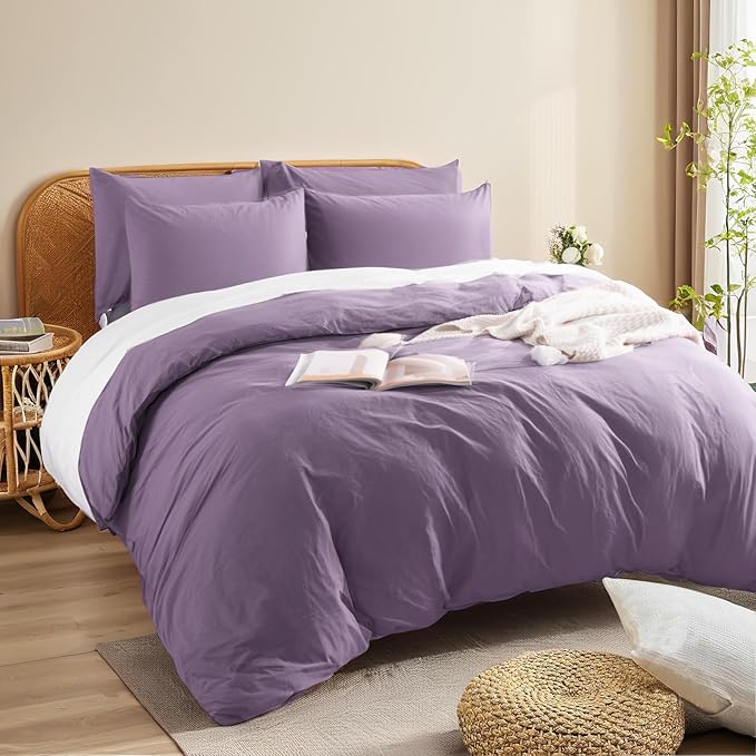 NEXHOME PRO Twin Duvet Cover Set, 100% Washed Cotton - Image 2