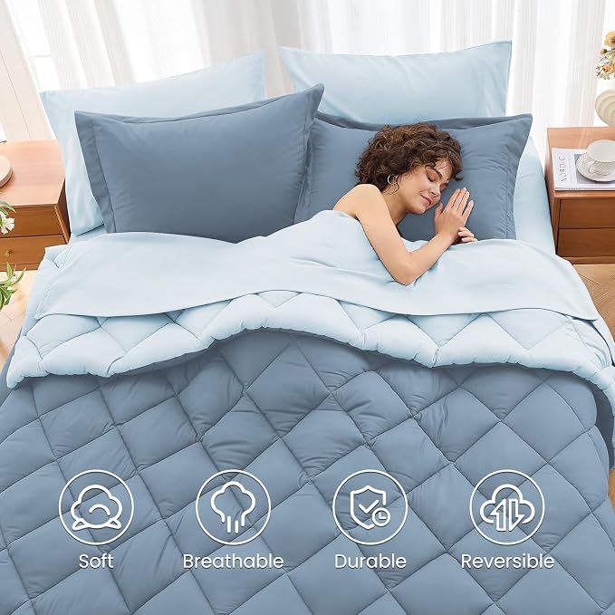 MUXHOMO 5 Pieces Twin XL Comforter Set, Reversible Bed in a Bag Twin XL Size - Image 6