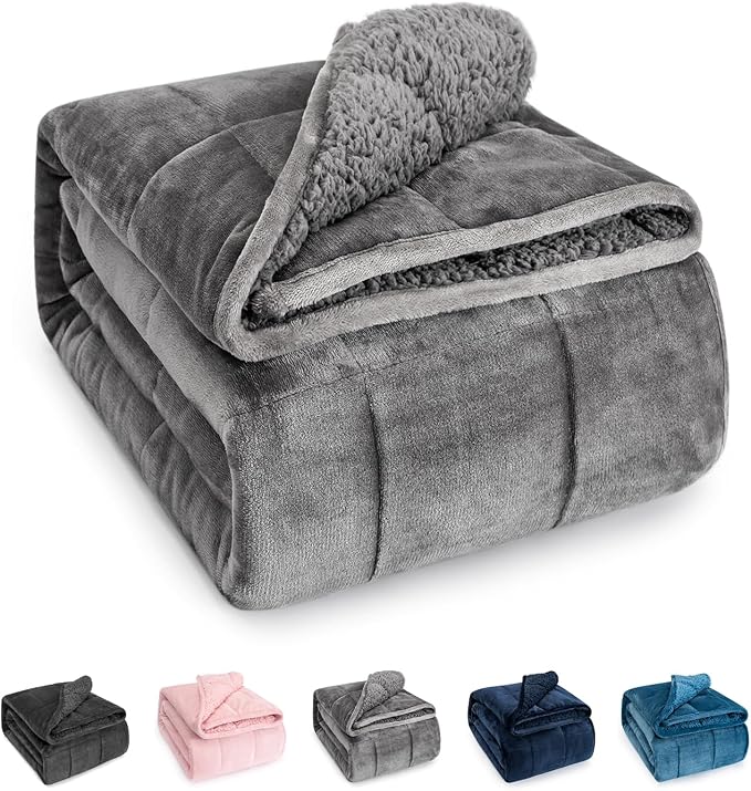 Sivio Weighted Blanket for Adult, 15 lbs Sherpa Heavy Blanket by Sivio