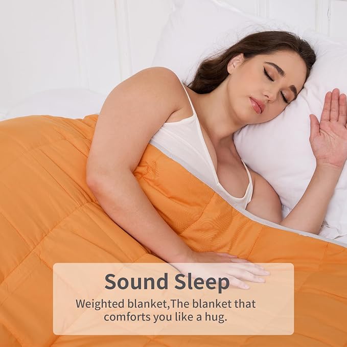 Weighted Blanket 15lbs Twin Size Orange Grey 48"x72" Weighted Blankets - Image 5