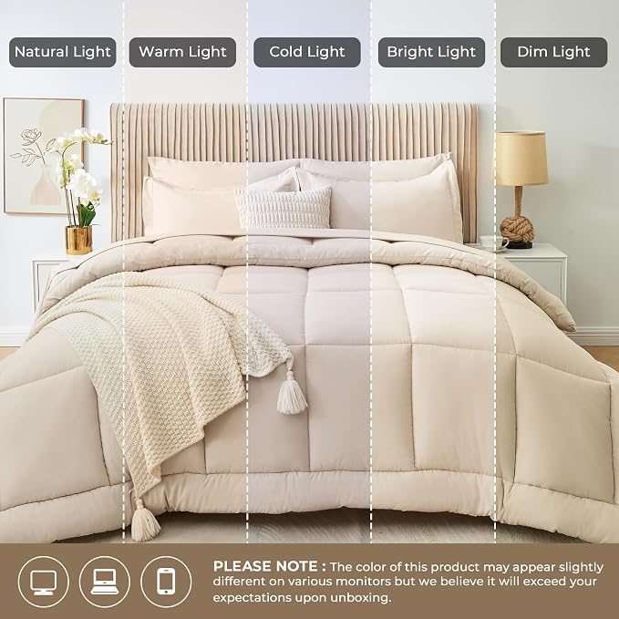 Sasttie California King Comforter Set, 7 Pieces Cal King Bed in a Bag, Complete - Image 8