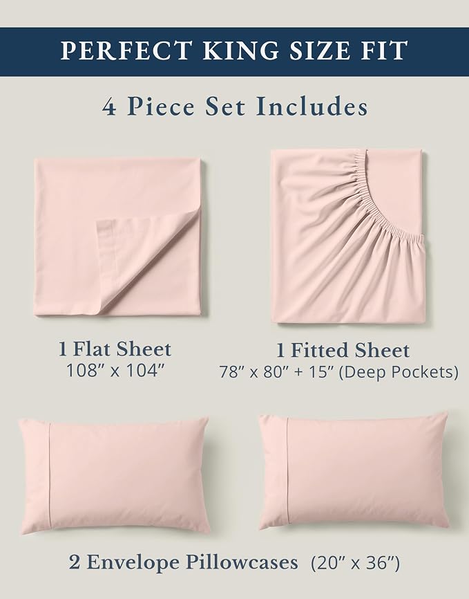 LANE LINEN 100% Organic Cotton King Size Sheets Set, Machine Washable Fully - Image 4