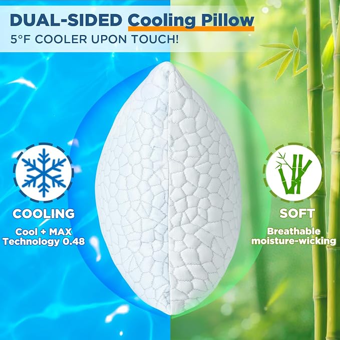 Cooling Pillow Standard Size 1 Pack, Adjustable Bed Pillows - Image 2