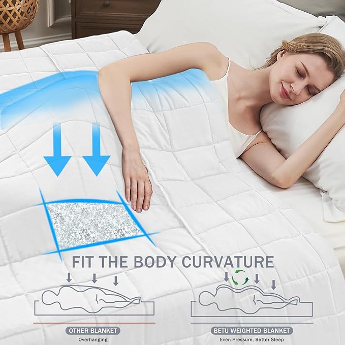 White Weighted Blanket for Adults 15lbs, Twin Full Size Cooling Heavy Throw - Image 2