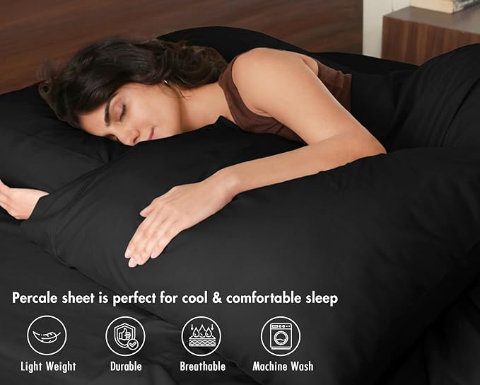 RUVANTI 100% Cotton Sheets – Queen Size Percale Bedding, Cooling & Breathable - Image 3